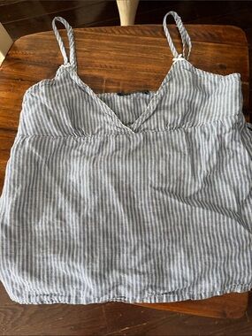 Brandy Melville Blue and White Striped V-Neck Cami